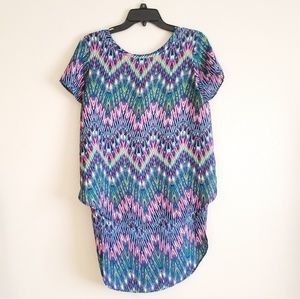Hi-Low Patterned Blouse